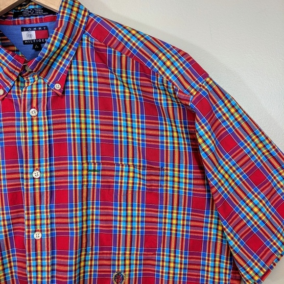 Vintage Tommy Hilfiger Plaid Short Sleeve Shirt - Picture 1 of 5